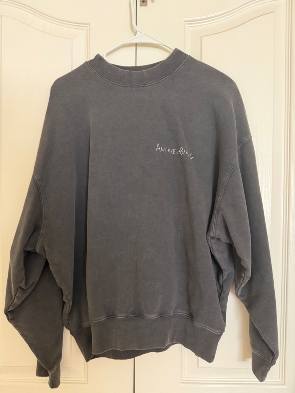 ANINE BING Jaci Sweatshirt Lyrics Washed Black Size S New With Tags